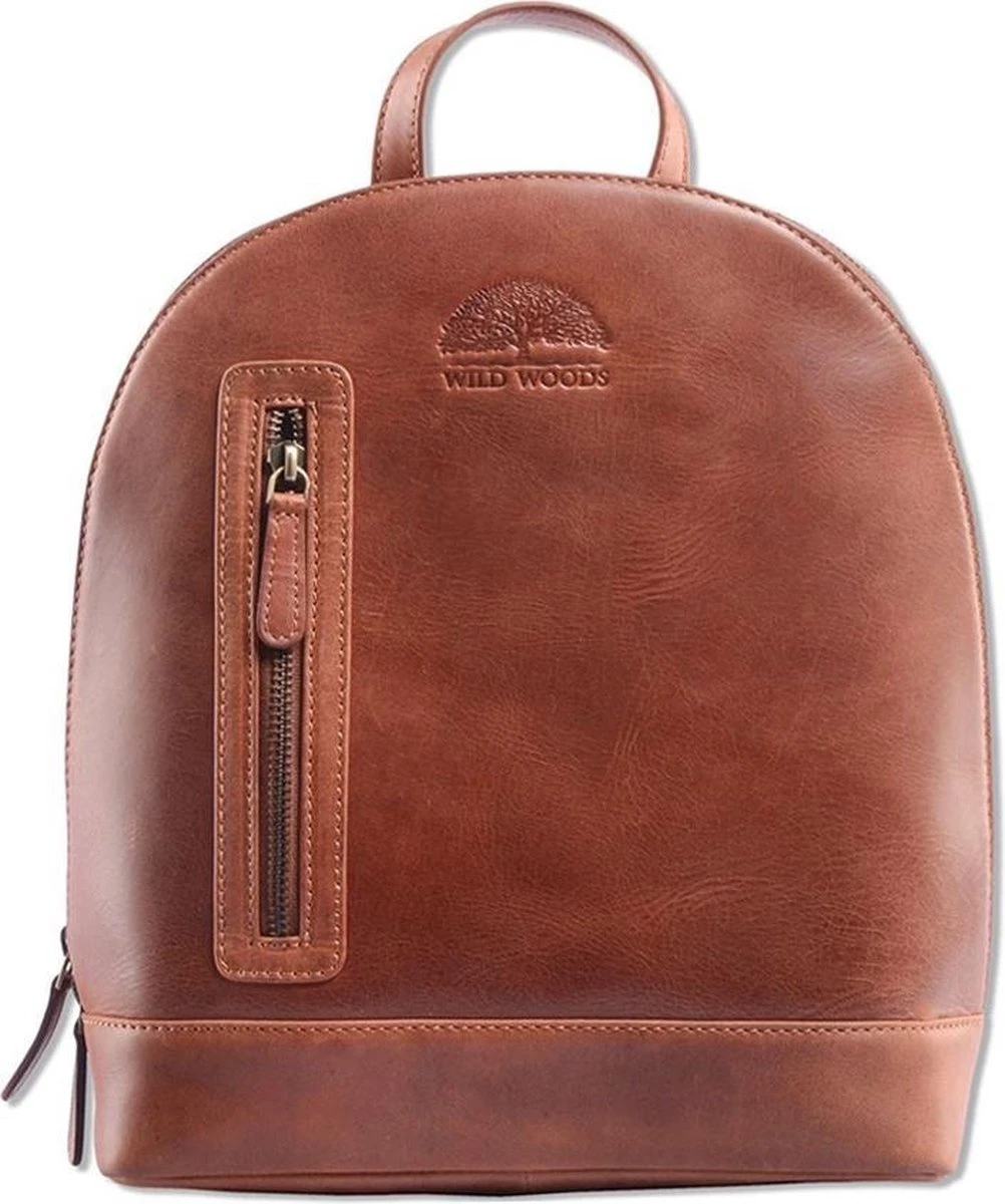 WILD WOODS Leren Dames Rugtas M - Casual Rugzak - Oil Pull-up Leer - Cognac 1 WILD WOODS Leren Dames Rugtas M - Casual Rugzak - Oil Pull-up Leer - Cognac
