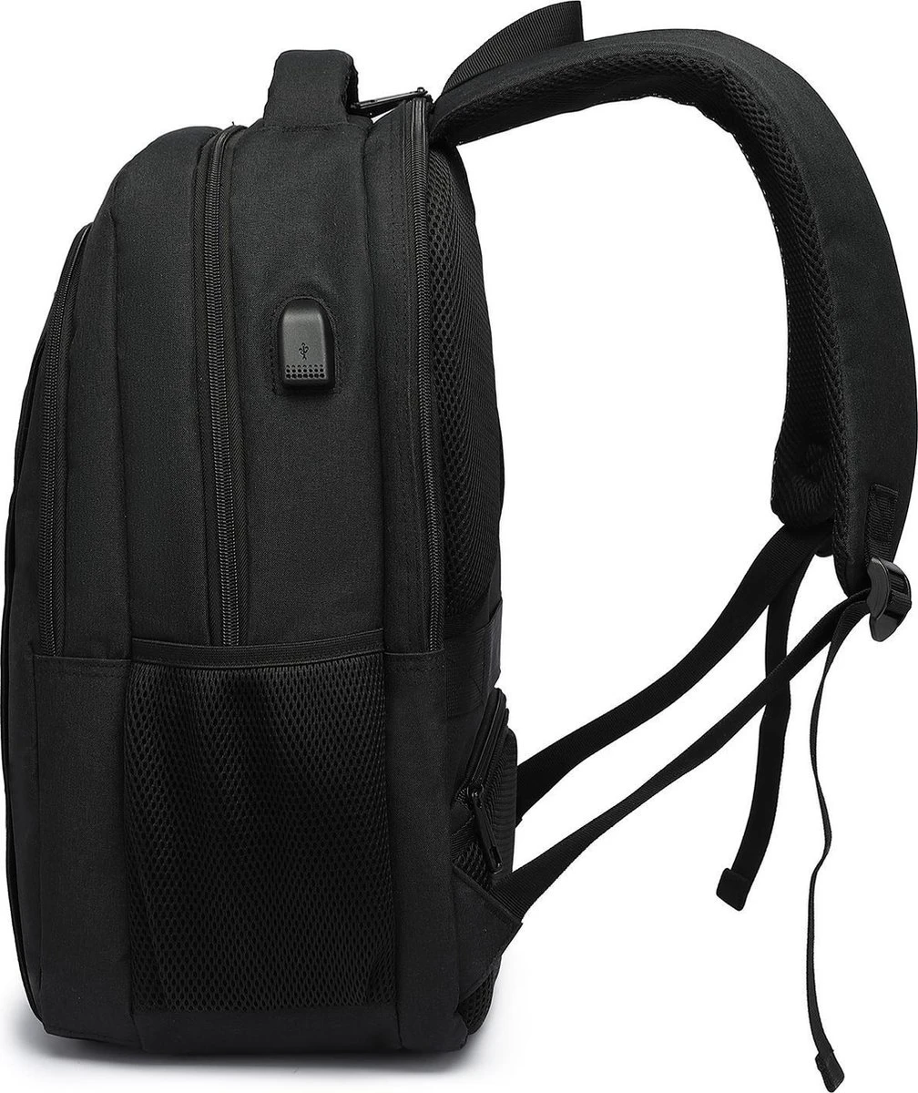 Kono Rugzak - Schooltas - 15,6 Inch Laptop Rugtas - Dames/Heren - 28L - Waterafstotend - Zwart 8 Kono Rugzak - Schooltas - 15,6 Inch Laptop Rugtas - Dames/Heren - 28L - Waterafstotend - Zwart - Afbeelding 8