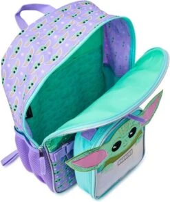 Disney Star Wars - Baby Yoda - Rugtas - Rugzak - Backpack - Paars - Groen - The Mandalorian - Inclusief Lunchtas - Afneembaar - Tweedelig - Glitter - Glamour - Pailletten - Eyecatcher - Back To School - Kinderen - Meisjes - Cadeau -Schoolbenodigdheden 1011x1200 1