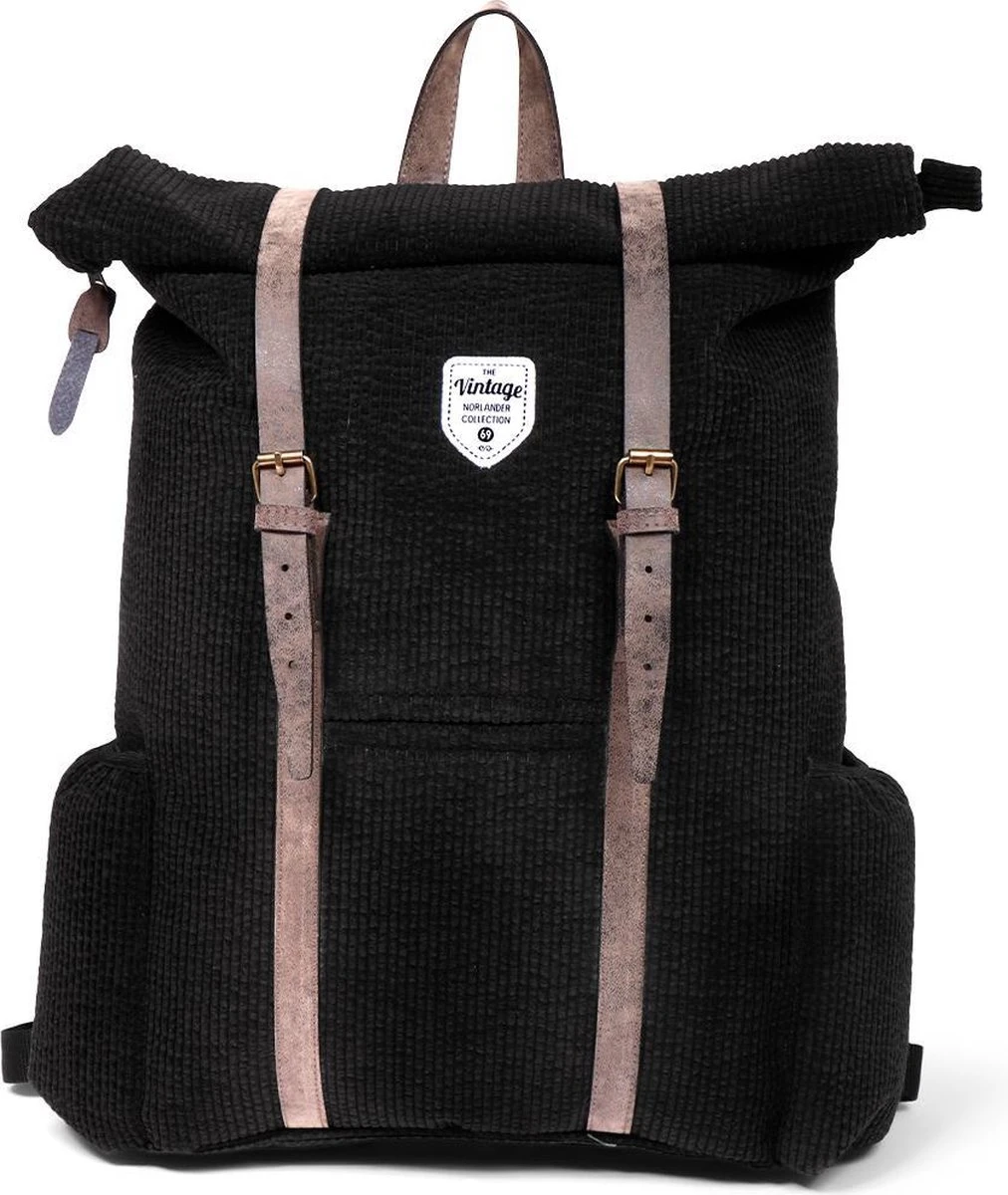 Vintage Rugzak Zwart Met Ribbelpatroon 1 Vintage Rugzak Zwart Met Ribbelpatroon