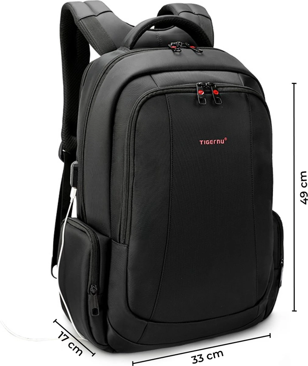 Tigernu Daily Laptop Rugzak 15,6 Inch – Rugtas - Dames En Heren – Spatwaterdicht – Anti Diefstal – 27 Liter - Zwart 8 Tigernu Daily Laptop Rugzak 15,6 Inch – Rugtas - Dames En Heren – Spatwaterdicht – Anti Diefstal – 27 Liter - Zwart - Afbeelding 8