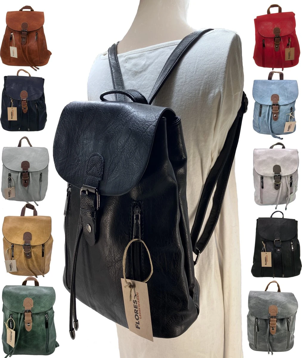 Soepele Donkerblauw Leer Met PU-leer Rugzak 5 Soepele Donkerblauw Leer Met PU-leer Rugzak - Afbeelding 5