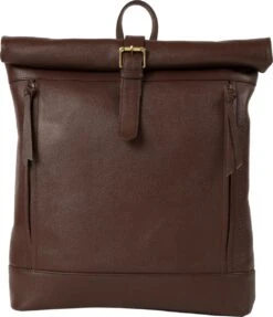 Grayham Franklin Leren Roll-top Rugzak - Donkerbruin - Met Laptopvak - 100% Leer -Schoolbenodigdheden 1032x1200