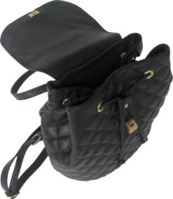 TOUTESTBELLE - Leren Dames Rugzak Quilted Gestikt Ruit Met Extra Vak - Dames - Leer - Zwart -Schoolbenodigdheden 1040x1200 5