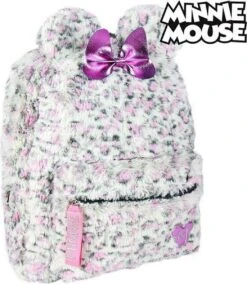 Rugzak Minnie Mouse - Pluche Wit Roze Kindertas Voor School - Schooltas, Disney Schooltas