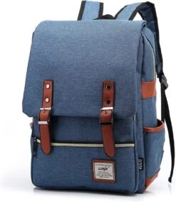 Veran Rugtas - Rugzak - 25 Liter - 15,6" Laptopvak - Boekentas - Vintage - Laptop - School - Boekentas - Blauw