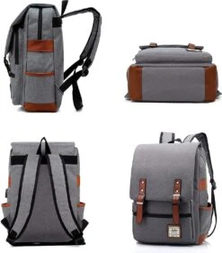 Veran Rugtas - Rugzak - 25 Liter - 15,6" Laptopvak - Boekentas - Vintage - Laptop - School - Boekentas - Grijs -Schoolbenodigdheden 1054x1200 3