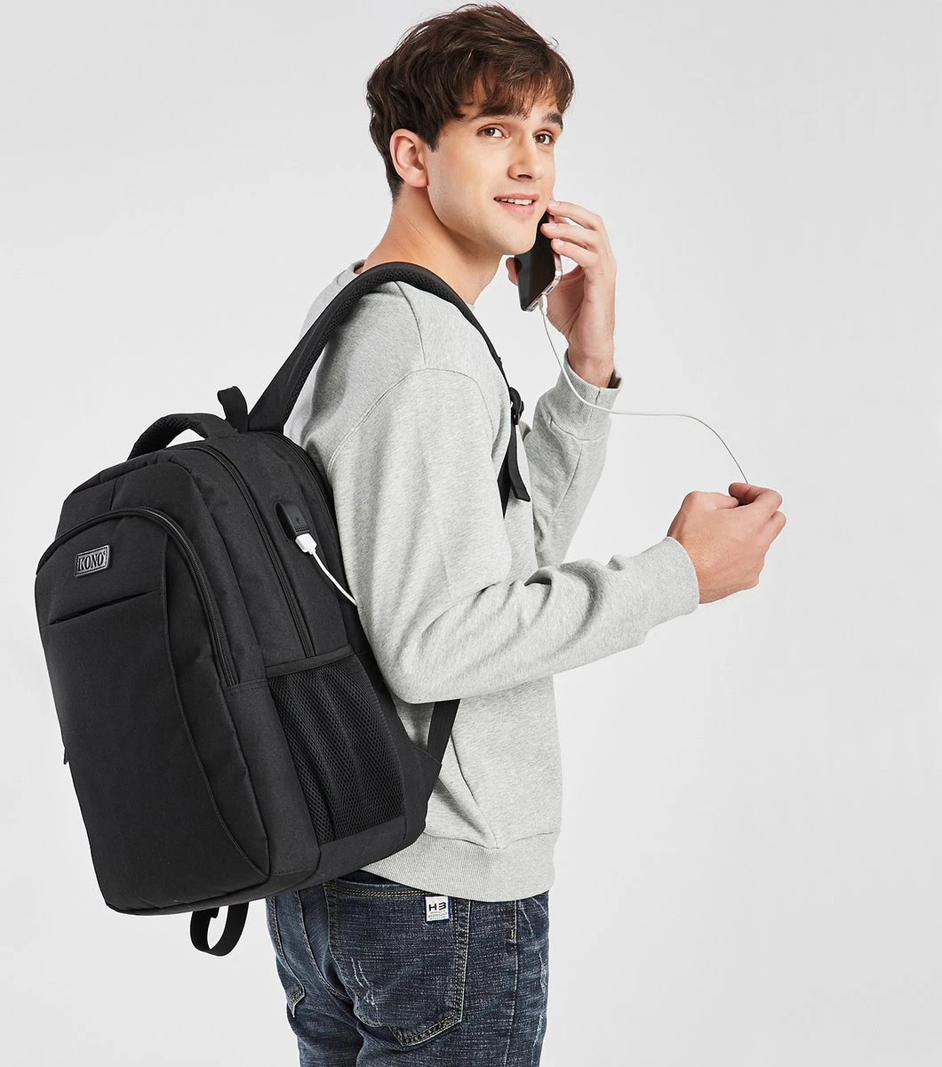 Kono Rugzak - Schooltas - 15,6 Inch Laptop Rugtas - Dames/Heren - 28L - Waterafstotend - Zwart 13 Kono Rugzak - Schooltas - 15,6 Inch Laptop Rugtas - Dames/Heren - 28L - Waterafstotend - Zwart - Afbeelding 13