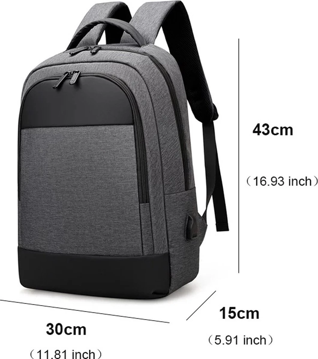 Merkloos Zakelijke Multifunctionele Rugzak 15 Inch Laptop Vak - USB Poort Rugtas Voor Werk, School Of Reizen - Waterdichte Tas Voor Heren/Dames - Backpack - Grij 2 Merkloos Zakelijke Multifunctionele Rugzak 15 Inch Laptop Vak - USB Poort Rugtas Voor Werk, School Of Reizen - Waterdichte Tas Voor Heren/Dames - Backpack - Grij - Afbeelding 2