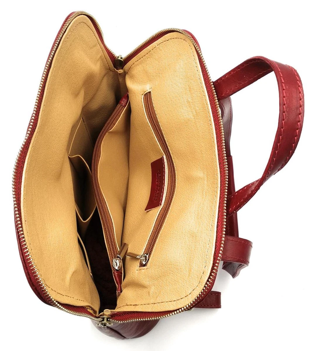 Bestleder – RZ30017 – Rood - Echt Leren - 2 In 1 - Schoudertas – Rugzak - Stevig - Hoge Kwaliteit Italiaans Leer- Rood 8 Bestleder – RZ30017 – Rood - Echt Leren - 2 In 1 - Schoudertas – Rugzak - Stevig - Hoge Kwaliteit Italiaans Leer- Rood - Afbeelding 8