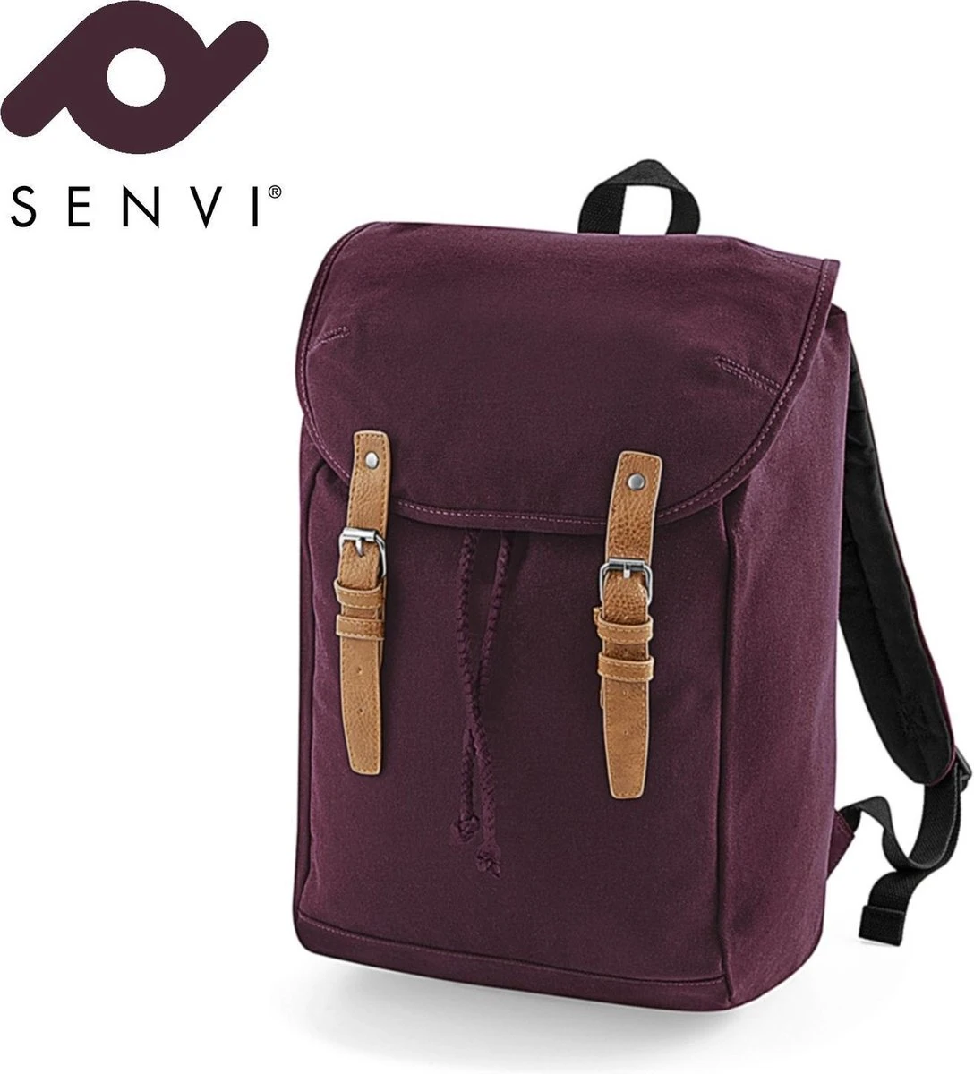 Senvi Vintage Laptop Rugzak/Backpack - Kleur Bordeaux - 19 Liter 3 Senvi Vintage Laptop Rugzak/Backpack - Kleur Bordeaux - 19 Liter - Afbeelding 3