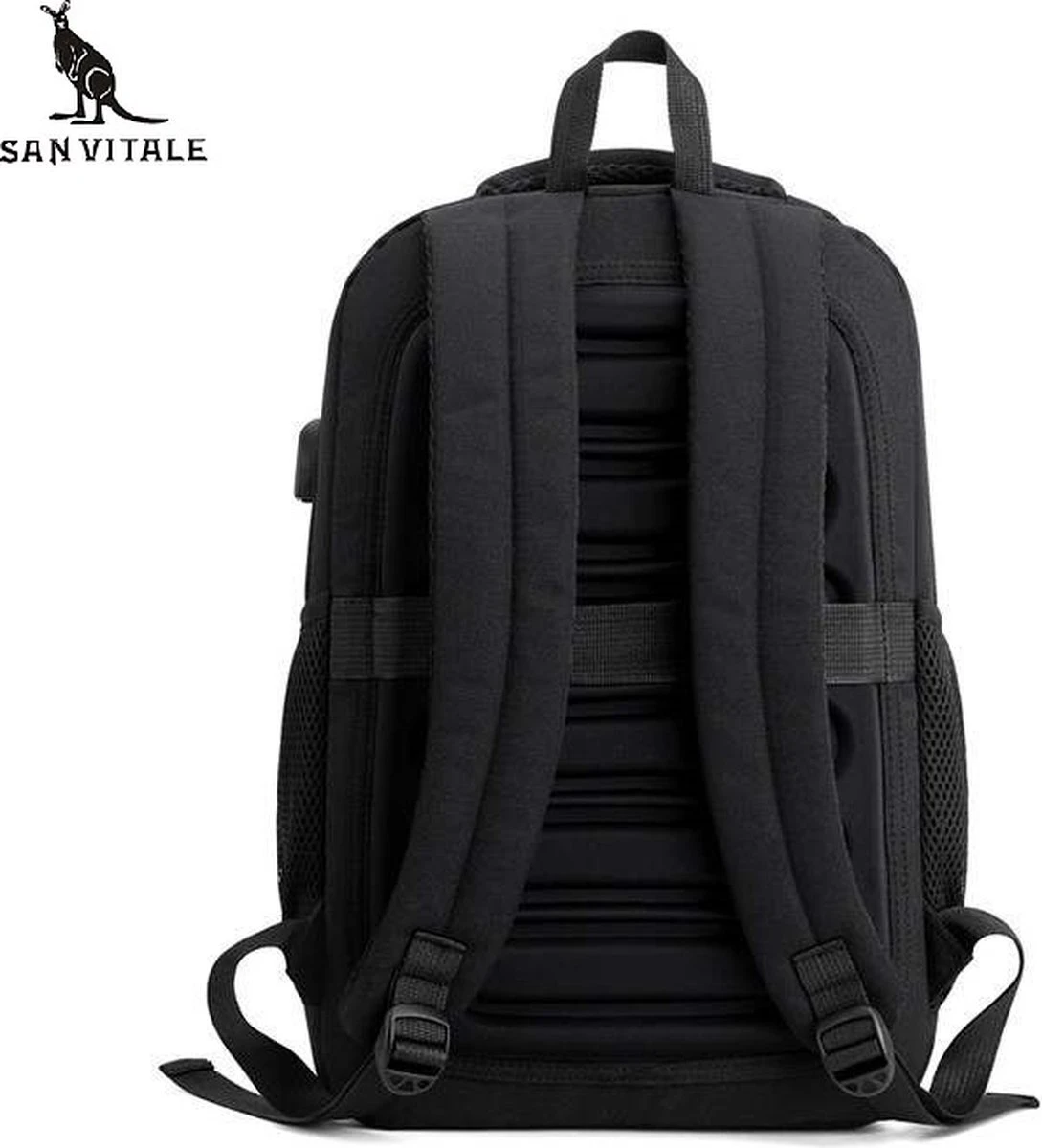 San Vitale® - Rugzak 2.0 Met USB Poort - Schooltas - 16 Inch Laptop Rugtas - Dames/Heren - 30L - Waterafstotend - Grijs 3 San Vitale® - Rugzak 2.0 Met USB Poort - Schooltas - 16 Inch Laptop Rugtas - Dames/Heren - 30L - Waterafstotend - Grijs - Afbeelding 3