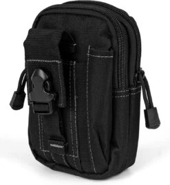 Merkloos Nylon Heuptas Waterdicht - Outdoor - Anti-Diefstal - Zwart - Met Survival Card - 34x25,2 Cm