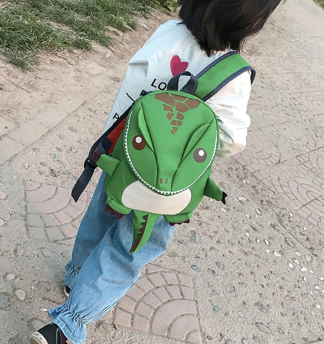 Kleine Dino Rugzak Groen Monster Draak Tas - Rugtas Schooltas Rugtasje Dinosaurus T-rex 2 Kleine Dino Rugzak Groen Monster Draak Tas - Rugtas Schooltas Rugtasje Dinosaurus T-rex - Afbeelding 2