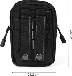 Merkloos Nylon Heuptas Waterdicht - Outdoor - Anti-Diefstal - Zwart - Met Survival Card - 34x25,2 Cm -Schoolbenodigdheden 1134x1200 2