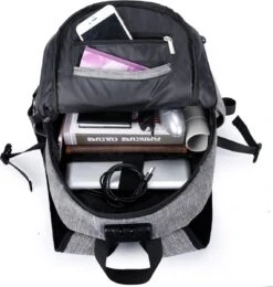 IGOODS - USB Computer Rugtas Met Lader - Waterdicht - Met Sleutelcode - 15,6 Inch - Grijs -Schoolbenodigdheden 1140x1200 7