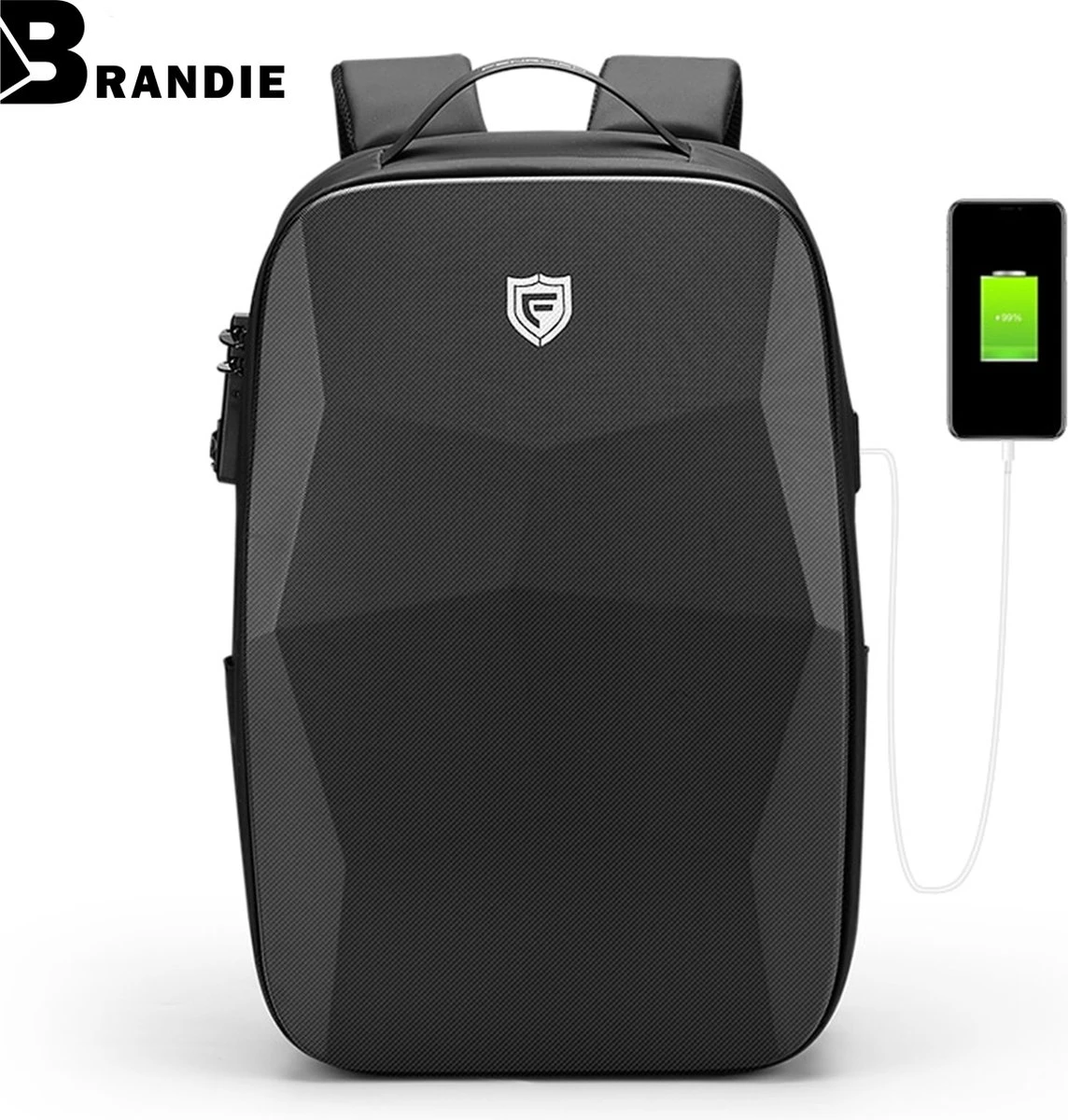 Brandie® - Rugzak - Geschikt Voor 17.3 Inch Laptop - Reistas - Schoudertas - Waterdichte - USB Opladen - Hoge Capaciteit - Anti Diefstal - Normaal Zwart - Voor Heren Tas - Grootte 14*32*48cm - Gewicht 1.3 Kg 1 Brandie® - Rugzak - Geschikt Voor 17.3 Inch Laptop - Reistas - Schoudertas - Waterdichte - USB Opladen - Hoge Capaciteit - Anti Diefstal - Normaal Zwart - Voor Heren Tas - Grootte 14*32*48cm - Gewicht 1.3 Kg