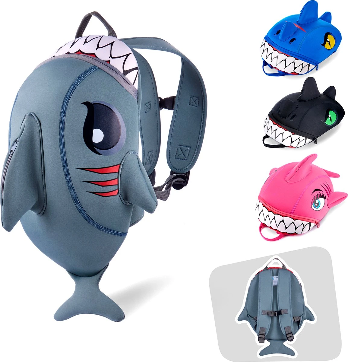 Crazy Safety - Rugzak - Grijze Haai - Medium - Verstelbaar 1 Crazy Safety - Rugzak - Grijze Haai - Medium - Verstelbaar