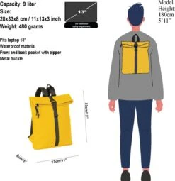 New Rebels Mart Waterafstotende Rolltop Rugzak - Medium - Geel -Schoolbenodigdheden 1161x1200 8