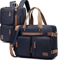 Laptoptas 2 In 1 Laptop Rugtas Schoudertas Voor 15.6 Inch Laptop – Blauw