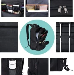 Merkloos Anti Diefstal Waterdichte Rugzak Inclusief Usb Oplaadstation - 14 T/m 15.6 Inch - Zwart -Schoolbenodigdheden 1188x1200