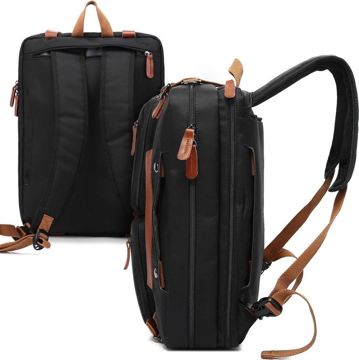 Laptoptas 2 In 1 Laptop Rugtas Schoudertas Voor 15.6 Inch Laptop – Zwart 4 Laptoptas 2 In 1 Laptop Rugtas Schoudertas Voor 15.6 Inch Laptop – Zwart - Afbeelding 4