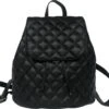 TOUTESTBELLE - Leren Dames Rugzak Quilted Gestikt Ruit Met Extra Vak - Dames - Leer - Zwart