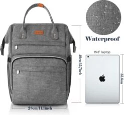 Rugzak Voor Dames Met RFID-tas, Laptoprugzak Voor 15,6-inch Laptop, Waterdicht En Anti-diefstal, Dagrugzak Voor Reizen, Zaken, Werk, Schoolrugzak Voor Tienermeisjes (grijs)