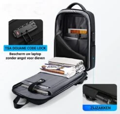 Brandie® - Rugzak - Voor Heren Reistas - Reistas - Schoudertas - Waterdichte Rugzakken - Schooltas - Anti Diefstal - USB Opladen - Heren Zakelijke Reistas Rugzak - 5013 Grootte 12*32*45 Cm - Zwart Upgraden - Gewicht 1.3 Kg -Schoolbenodigdheden 1200x1148