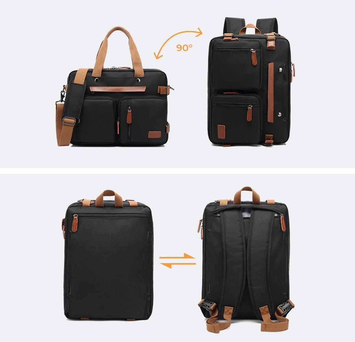 Laptoptas 2 In 1 Laptop Rugtas Schoudertas Voor 15.6 Inch Laptop – Grijs 13 Laptoptas 2 In 1 Laptop Rugtas Schoudertas Voor 15.6 Inch Laptop – Grijs - Afbeelding 13