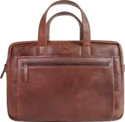 JAP Business Laptoptas - Echt Leer - Waterdicht - Voor Heren En Dames - 15,6 Inch - Cognac