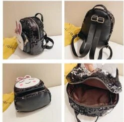 Meisjes - Rugtas - Rugzak - Schooltas - Zilver - Roze - Glitter - Tas - Konijntje - Pailletten - 3-8 Jaar - Peuter - Kleuter - CADEAU TIP! -Schoolbenodigdheden 1200x1175