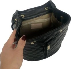 TOUTESTBELLE - Leren Dames Rugzak Quilted Gestikt Ruit Met Extra Vak - Dames - Leer - Zwart -Schoolbenodigdheden 1200x1179 7