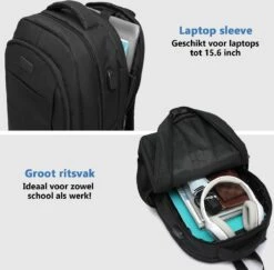Kono Rugzak - Schooltas - 15,6 Inch Laptop Rugtas - Dames/Heren - 28L - Waterafstotend - Zwart 15 Kono Rugzak - Schooltas - 15,6 Inch Laptop Rugtas - Dames/Heren - 28L - Waterafstotend - Zwart -Schoolbenodigdheden 1200x1181 1