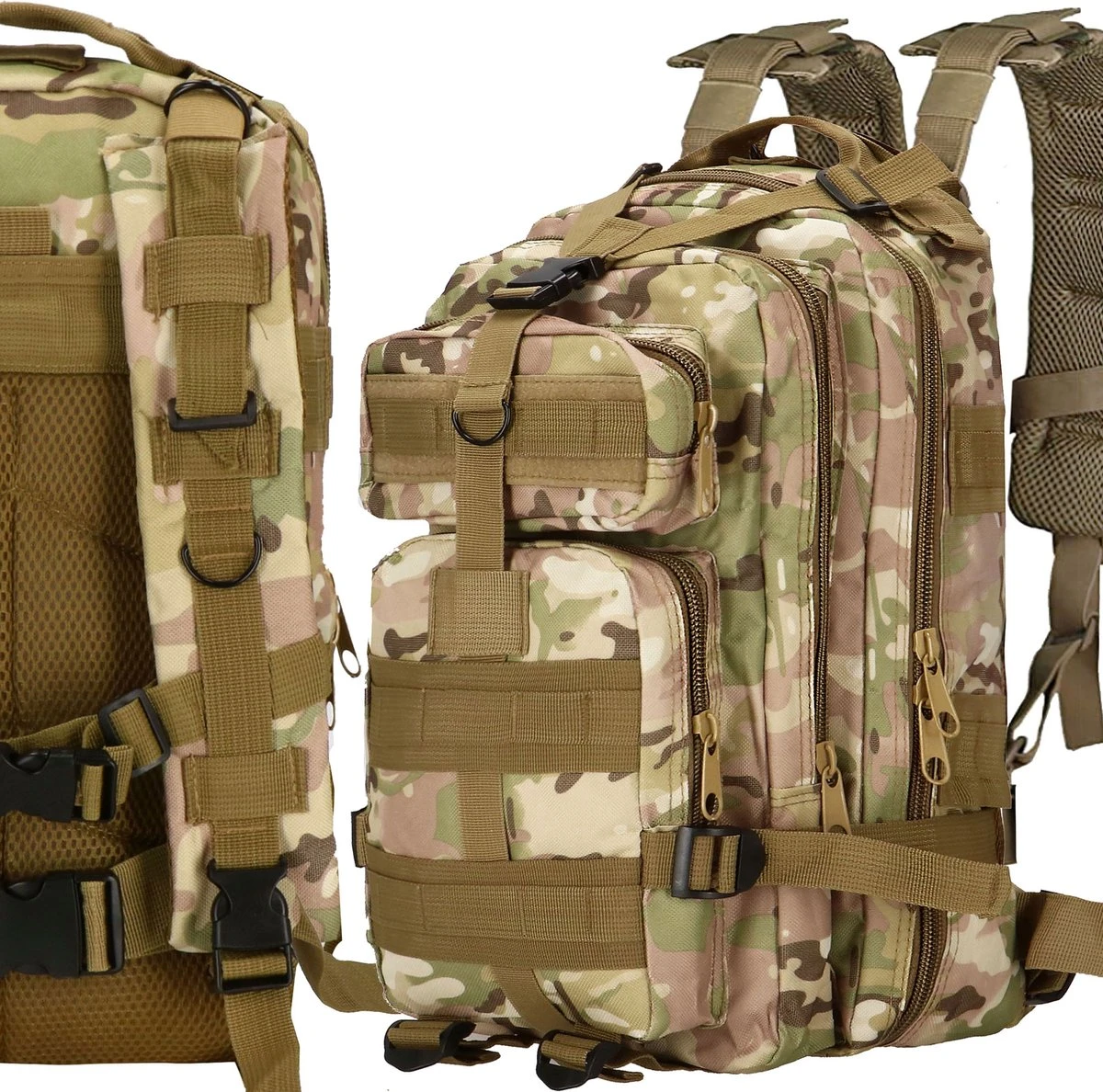 Springos Rugzak | Backpack | Wandelrugzak | Tactical Backpack | 35 Liter | Camouflage | Groen/Camel/Beige 18 Springos Rugzak | Backpack | Wandelrugzak | Tactical Backpack | 35 Liter | Camouflage | Groen/Camel/Beige - Afbeelding 18