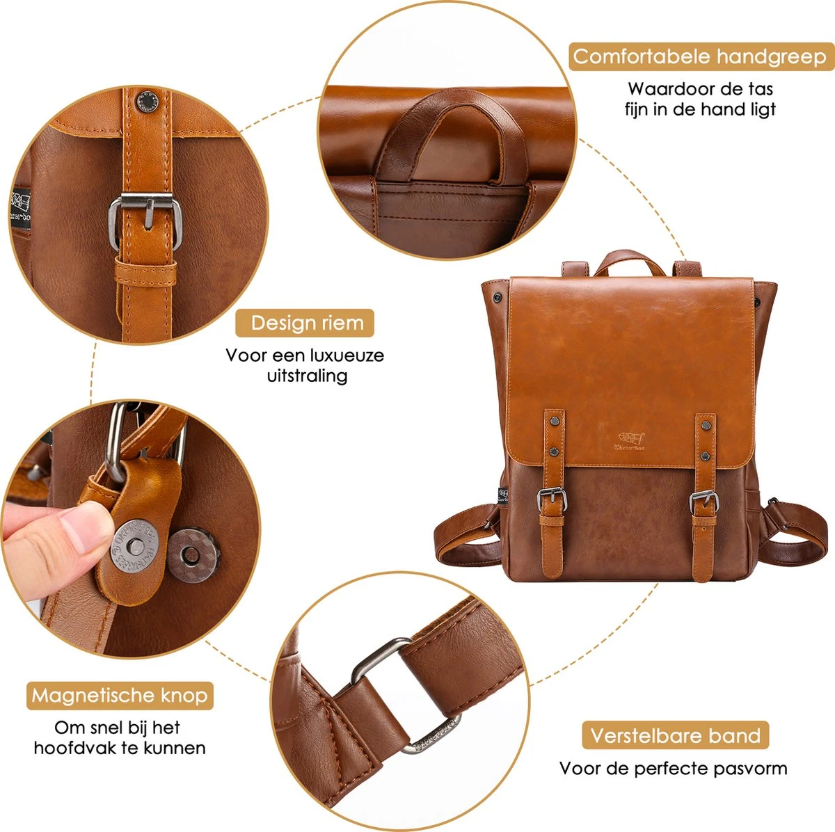 Behave Rugzak - Rugtas - Backpack - Laptoptas - Schooltas - 15 L - 15 Inch Laptop Tas - Bruin 5 Behave Rugzak - Rugtas - Backpack - Laptoptas - Schooltas - 15 L - 15 Inch Laptop Tas - Bruin - Afbeelding 5