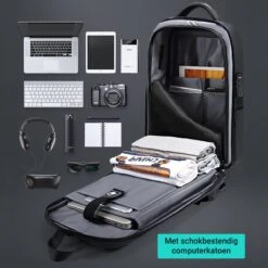 Brandie® - Rugzak - Voor Heren Reistas - Reistas - Schoudertas - Waterdichte Rugzakken - Schooltas - Anti Diefstal - USB Opladen - Heren Zakelijke Reistas Rugzak - 5013 Grootte 12*32*45 Cm - Zwart Upgraden - Gewicht 1.3 Kg -Schoolbenodigdheden 1200x1200 1