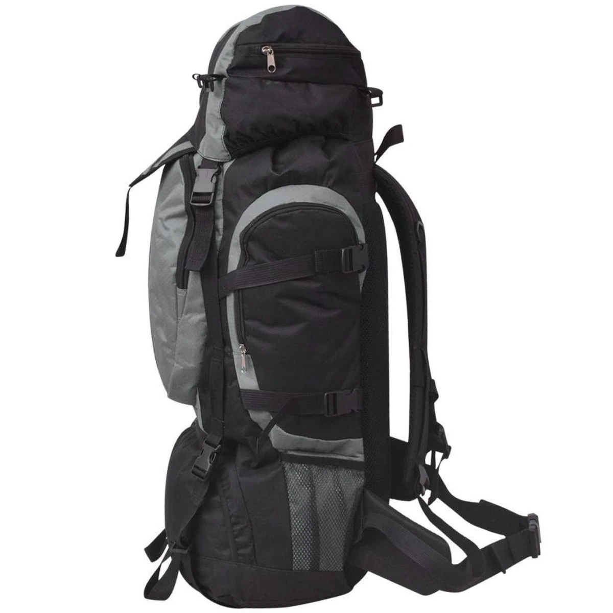 VidaXL Rugzak Hiking XXL 75 L Zwart En Grijs 4 VidaXL Rugzak Hiking XXL 75 L Zwart En Grijs - Afbeelding 4