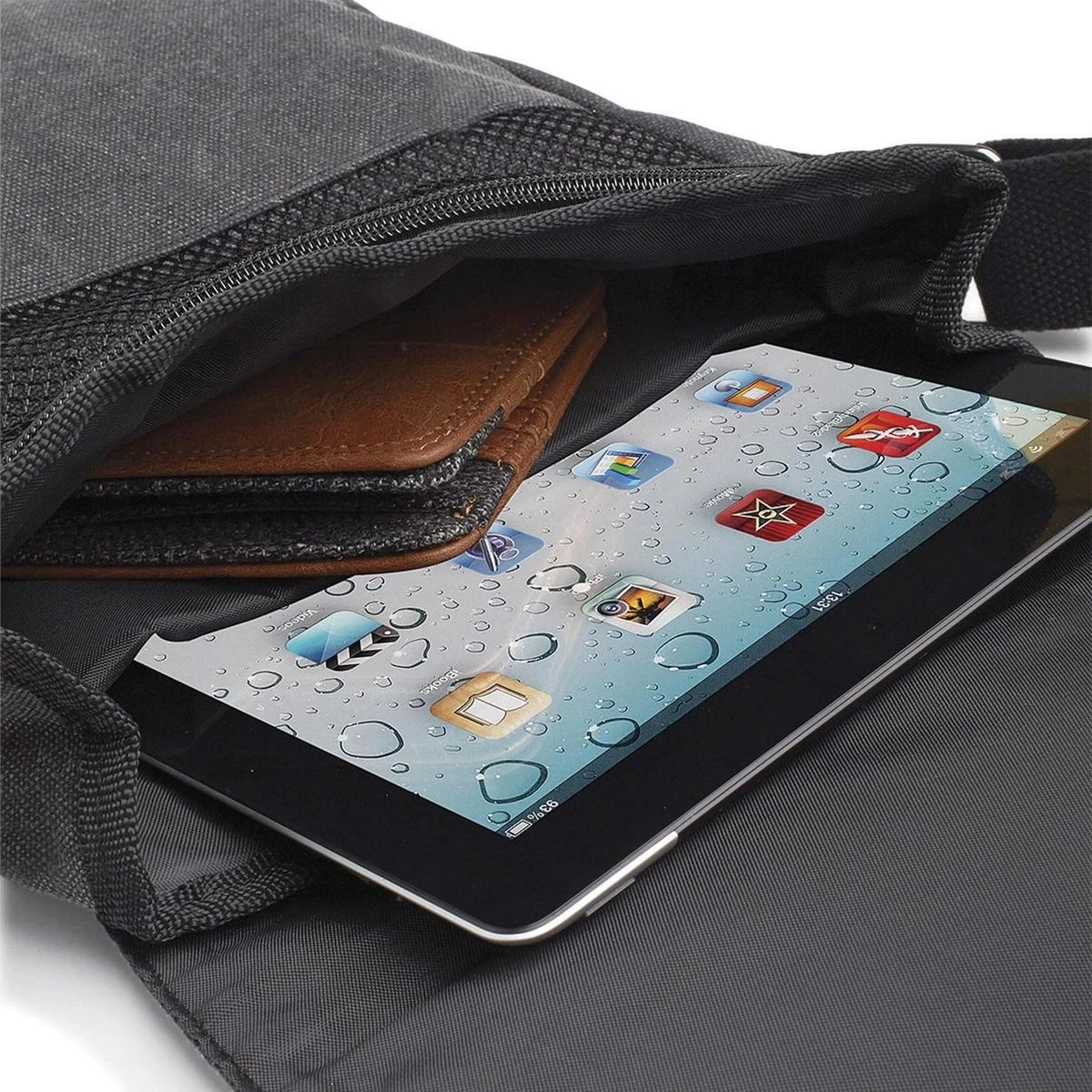 Quadra Vintage Canvas IPad™/Tablet Tas Zwart 2 Quadra Vintage Canvas IPad™/Tablet Tas Zwart - Afbeelding 2