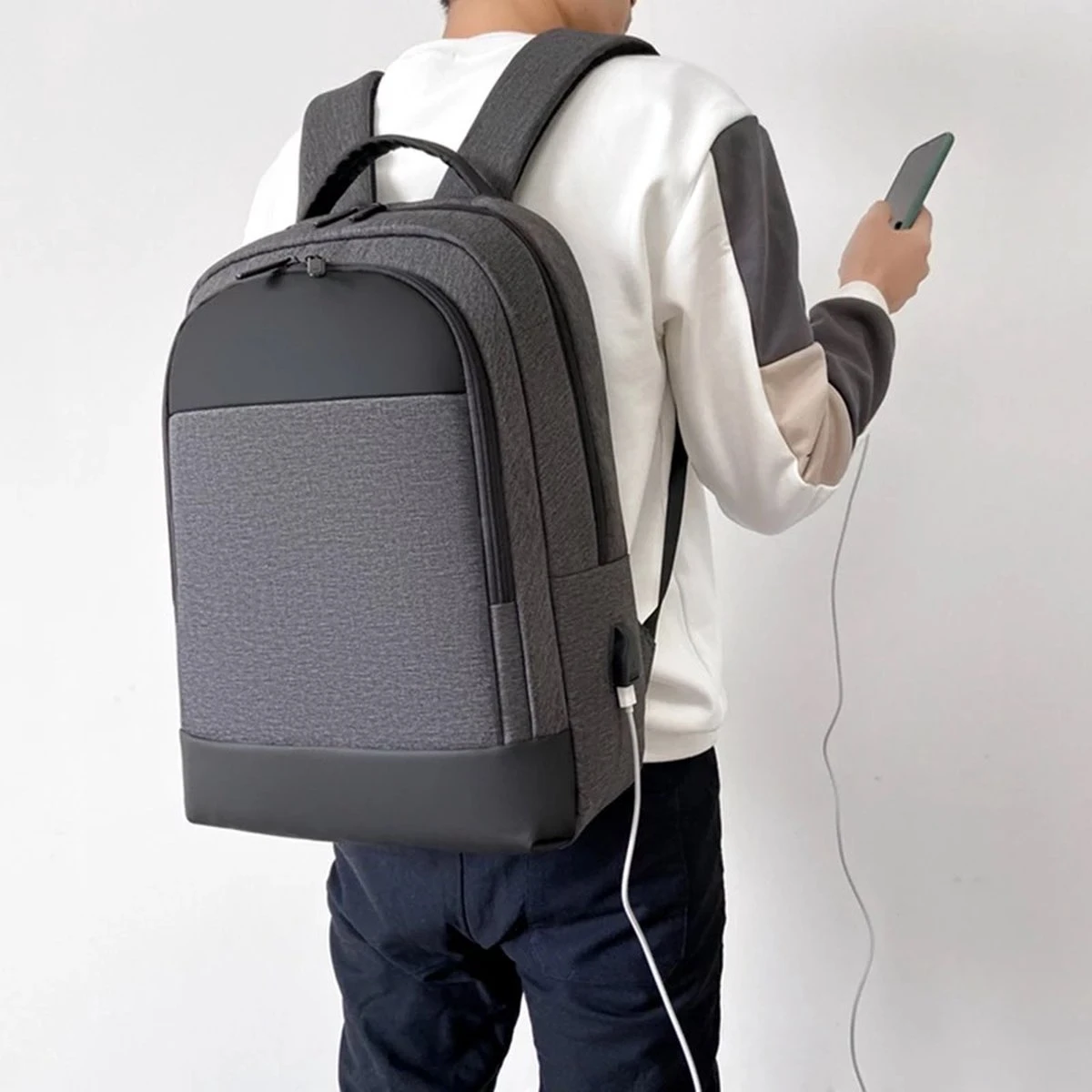 Merkloos Zakelijke Multifunctionele Rugzak 15 Inch Laptop Vak - USB Poort Rugtas Voor Werk, School Of Reizen - Waterdichte Tas Voor Heren/Dames - Backpack - Grij 5 Merkloos Zakelijke Multifunctionele Rugzak 15 Inch Laptop Vak - USB Poort Rugtas Voor Werk, School Of Reizen - Waterdichte Tas Voor Heren/Dames - Backpack - Grij - Afbeelding 5