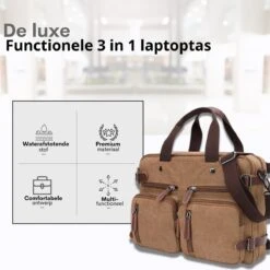 Jeusin® Multifunctionele Comfortabele Laptoptas 3-in-1 Rugtas - Schoudertas - Voor 17,3-inch Laptop Formaat - Bruin 11 Jeusin® Multifunctionele Comfortabele Laptoptas 3-in-1 Rugtas - Schoudertas - Voor 17,3-inch Laptop Formaat - Bruin -Schoolbenodigdheden 1200x1200 1314