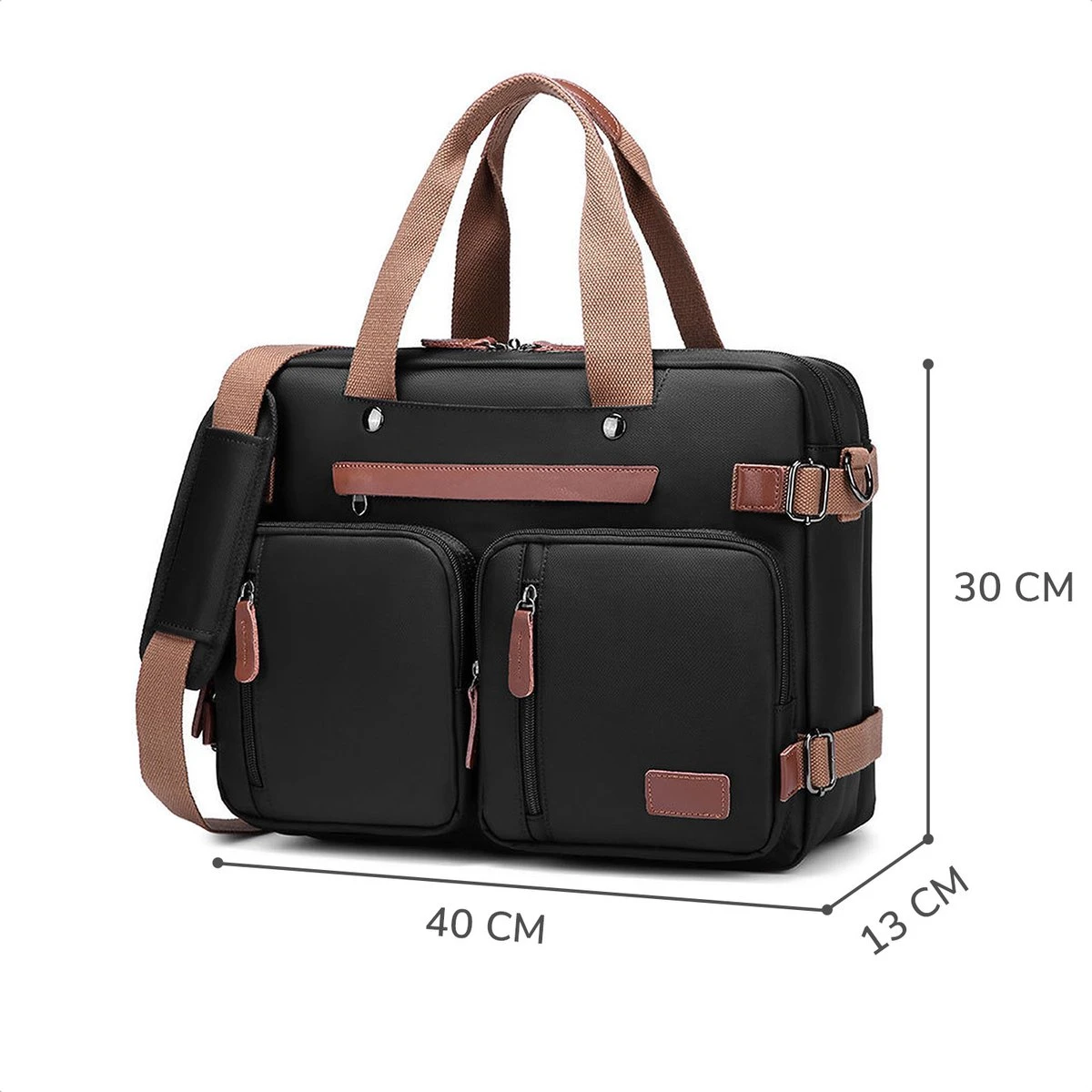 Laptoptas 2 In 1 Laptop Rugtas Schoudertas Voor 15.6 Inch Laptop – Zwart 2 Laptoptas 2 In 1 Laptop Rugtas Schoudertas Voor 15.6 Inch Laptop – Zwart - Afbeelding 2