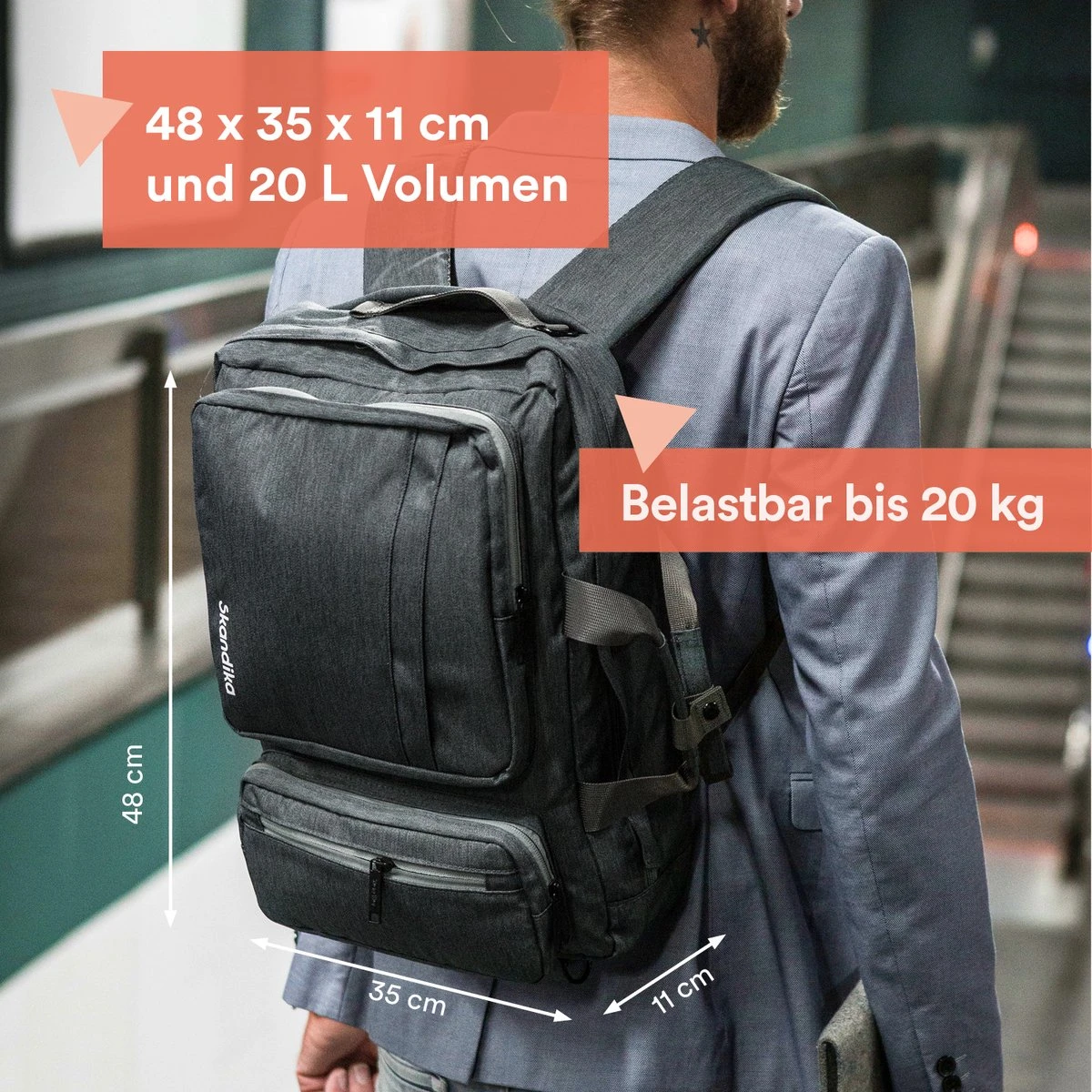 Skandika Levande Rugzak – Laptoptassen - Rugzak Dames – Rugzak Heren - Urban Style Ontwerp Rugtas – Daypack - Messenger Bag - Business Laptop Bag Reistas - Waterafstotend – 35 X 11 X 48 Cm (L X B X H) – 20 Liter - Voor School & Reizen – Grijs 2 Skandika Levande Rugzak – Laptoptassen - Rugzak Dames – Rugzak Heren - Urban Style Ontwerp Rugtas – Daypack - Messenger Bag - Business Laptop Bag Reistas - Waterafstotend – 35 X 11 X 48 Cm (L X B X H) – 20 Liter - Voor School & Reizen – Grijs - Afbeelding 2