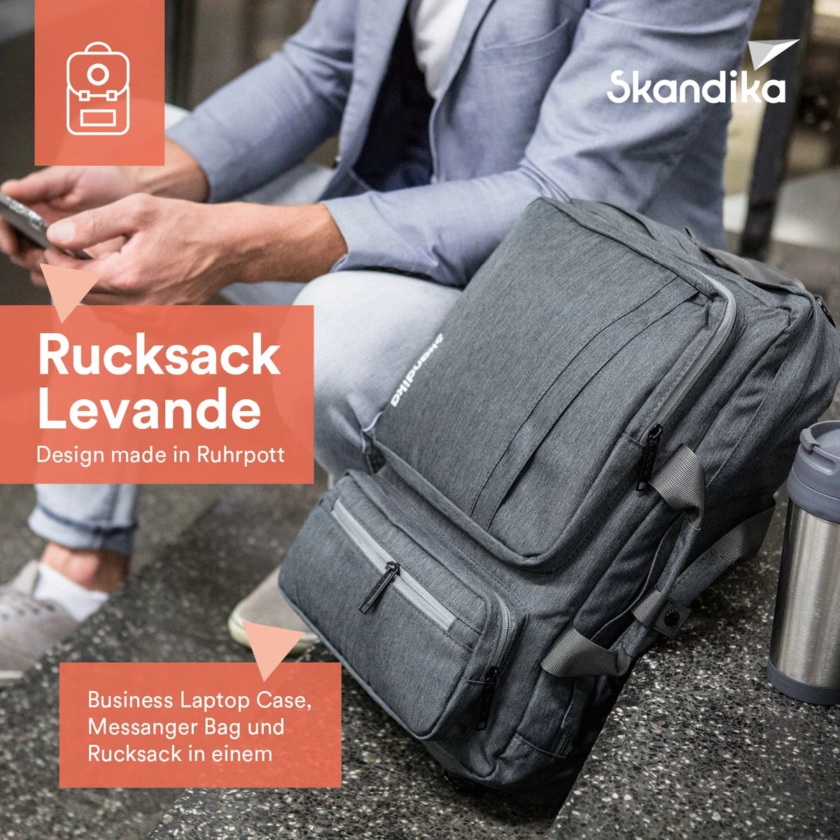 Skandika Levande Rugzak – Laptoptassen - Rugzak Dames – Rugzak Heren - Urban Style Ontwerp Rugtas – Daypack - Messenger Bag - Business Laptop Bag Reistas - Waterafstotend – 35 X 11 X 48 Cm (L X B X H) – 20 Liter - Voor School & Reizen – Grijs 3 Skandika Levande Rugzak – Laptoptassen - Rugzak Dames – Rugzak Heren - Urban Style Ontwerp Rugtas – Daypack - Messenger Bag - Business Laptop Bag Reistas - Waterafstotend – 35 X 11 X 48 Cm (L X B X H) – 20 Liter - Voor School & Reizen – Grijs - Afbeelding 3