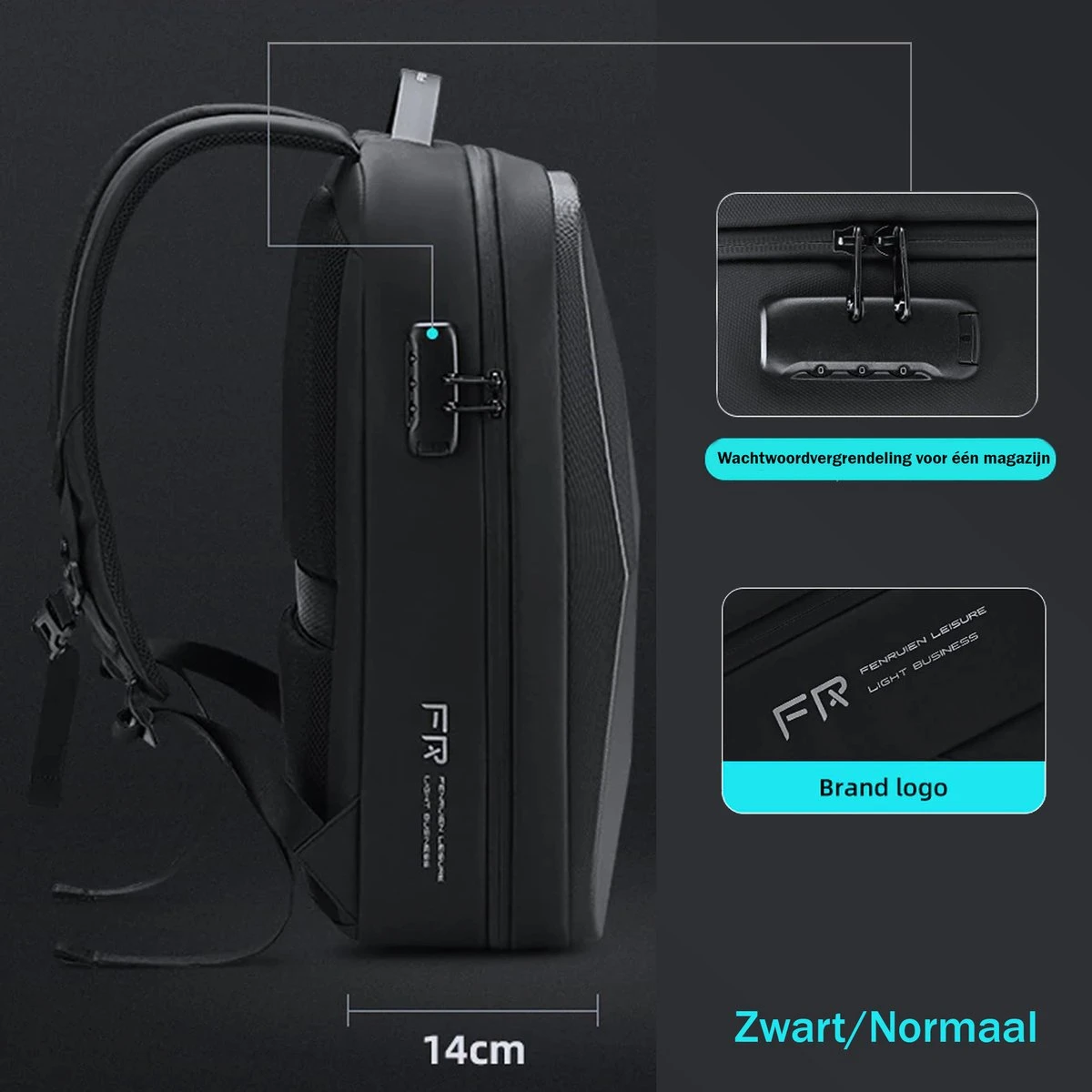 Brandie® - Rugzak - Geschikt Voor 17.3 Inch Laptop - Reistas - Schoudertas - Waterdichte - USB Opladen - Hoge Capaciteit - Anti Diefstal - Normaal Zwart - Voor Heren Tas - Grootte 14*32*48cm - Gewicht 1.3 Kg 2 Brandie® - Rugzak - Geschikt Voor 17.3 Inch Laptop - Reistas - Schoudertas - Waterdichte - USB Opladen - Hoge Capaciteit - Anti Diefstal - Normaal Zwart - Voor Heren Tas - Grootte 14*32*48cm - Gewicht 1.3 Kg - Afbeelding 2