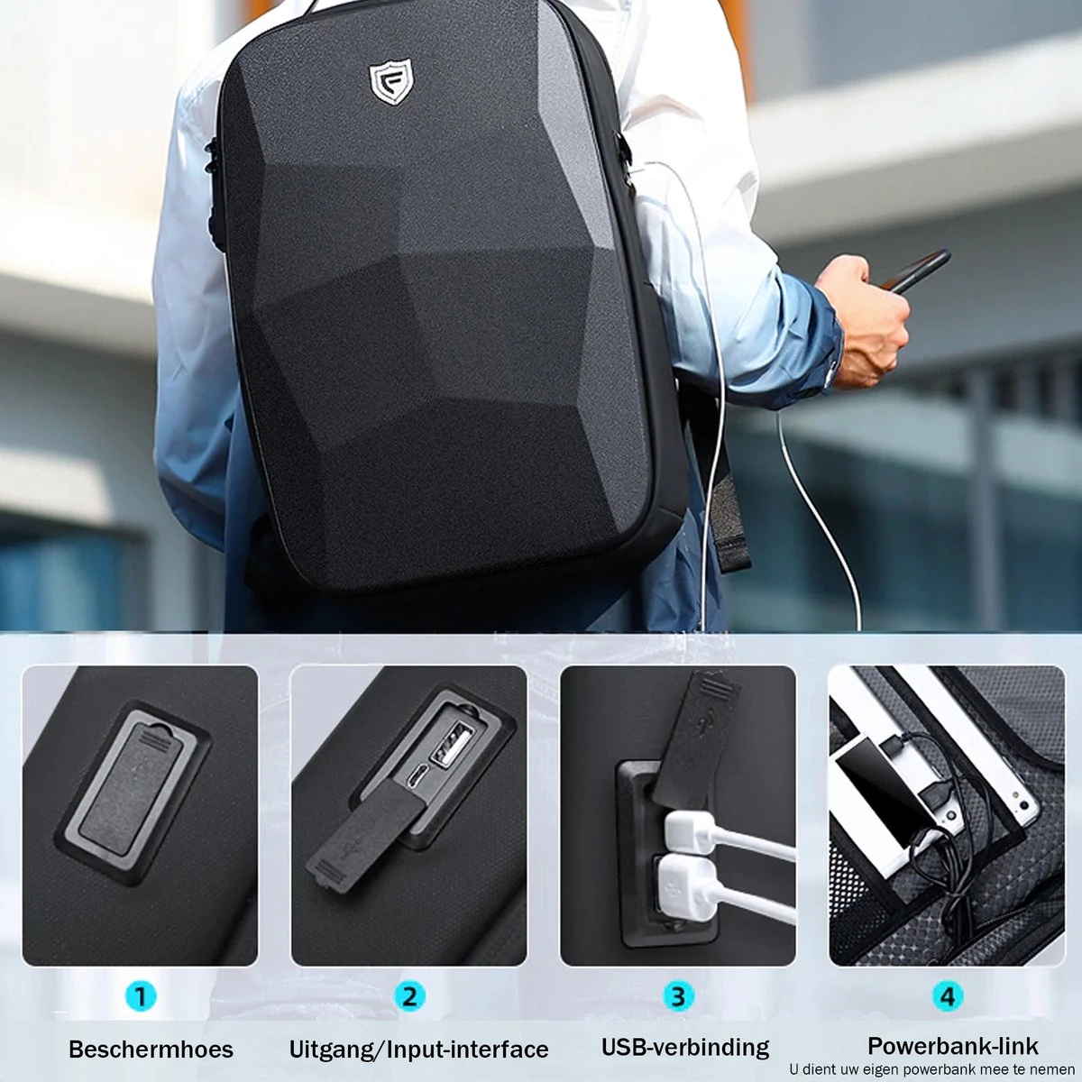 Brandie® - Rugzak - Geschikt Voor 17.3 Inch Laptop - Reistas - Schoudertas - Waterdichte - USB Opladen - Hoge Capaciteit - Anti Diefstal - Normaal Zwart - Voor Heren Tas - Grootte 14*32*48cm - Gewicht 1.3 Kg 3 Brandie® - Rugzak - Geschikt Voor 17.3 Inch Laptop - Reistas - Schoudertas - Waterdichte - USB Opladen - Hoge Capaciteit - Anti Diefstal - Normaal Zwart - Voor Heren Tas - Grootte 14*32*48cm - Gewicht 1.3 Kg - Afbeelding 3