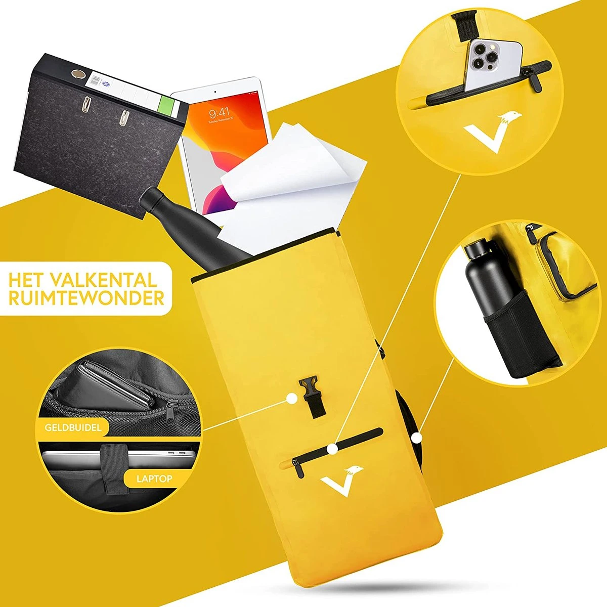 Valkental - 3in1 Fietstas - Geschikt Als Bagagetas, Rugzak En Schoudertas - Waterdicht & Reflecterend - 23L 6 Valkental - 3in1 Fietstas - Geschikt Als Bagagetas, Rugzak En Schoudertas - Waterdicht & Reflecterend - 23L - Afbeelding 6