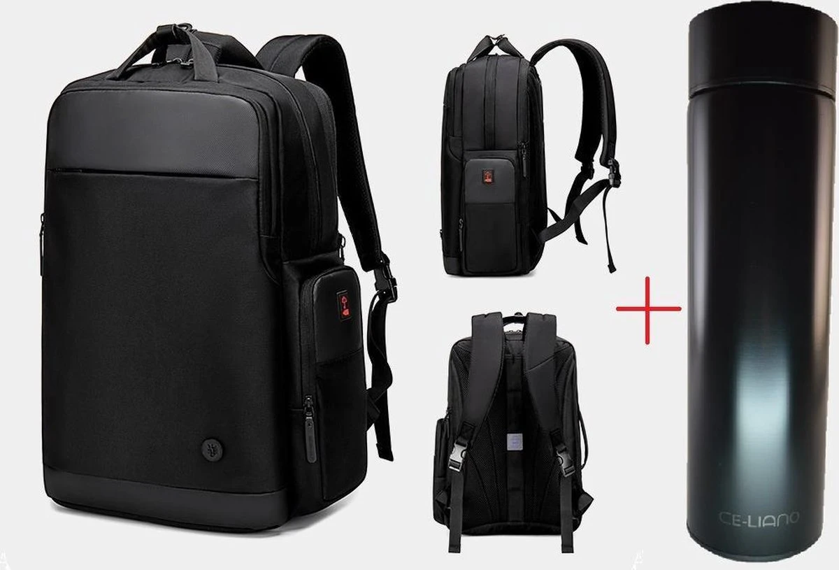 Golden Wolf Rugzak Anti-diefstal / Rugtas / Reistas / Weekendtas / Schooltas / 46x31x18(of 27)cm (25 Of 37l)/ Laptop 17 Inch / USB -oplaadpoort / Zwart / Waterfles 1 Golden Wolf Rugzak Anti-diefstal / Rugtas / Reistas / Weekendtas / Schooltas / 46x31x18(of 27)cm (25 Of 37l)/ Laptop 17 Inch / USB -oplaadpoort / Zwart / Waterfles