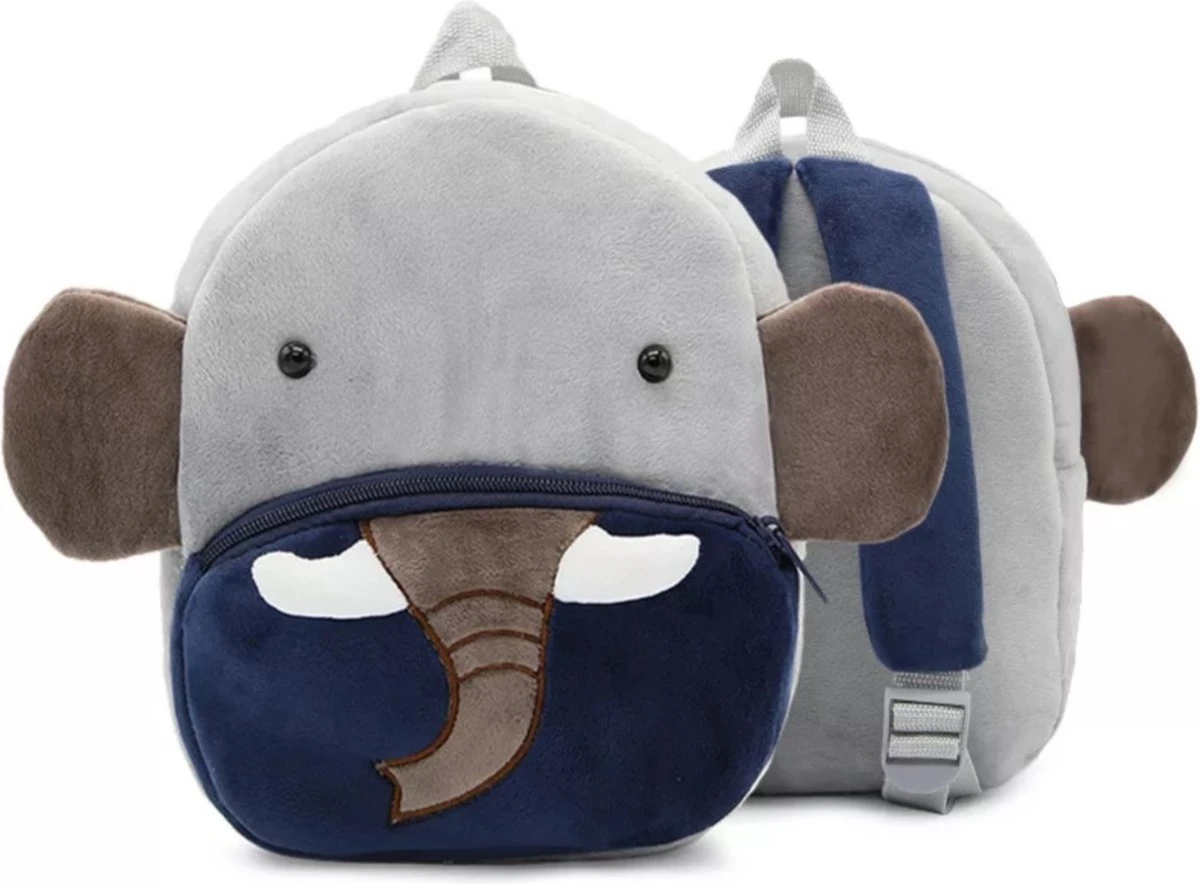 Rugzak – Schooltas - Kinderen – Olifant – Pluche – Grijs - Peuters – Kleuters – Jongens – Meisjes – 1 Rugzak – Schooltas - Kinderen – Olifant – Pluche – Grijs - Peuters – Kleuters – Jongens – Meisjes –