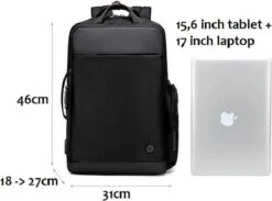 Golden Wolf Rugzak Anti-diefstal / Rugtas / Reistas / Weekendtas / Schooltas / 46x31x18(of 27)cm (25 Of 37l)/ Laptop 17 Inch / USB -oplaadpoort / Zwart / Waterfles 14 Golden Wolf Rugzak Anti-diefstal / Rugtas / Reistas / Weekendtas / Schooltas / 46x31x18(of 27)cm (25 Of 37l)/ Laptop 17 Inch / USB -oplaadpoort / Zwart / Waterfles -Schoolbenodigdheden 1200x888